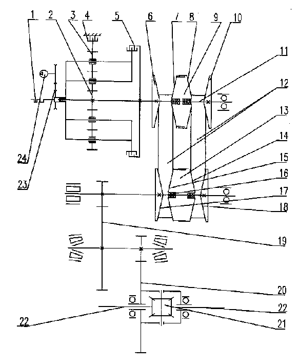 Multiple transmission pair stepless speed variation transmission device