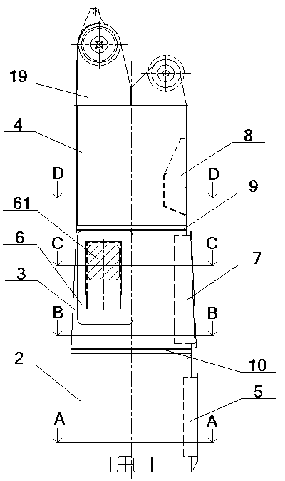 Tower body structure for ship crane