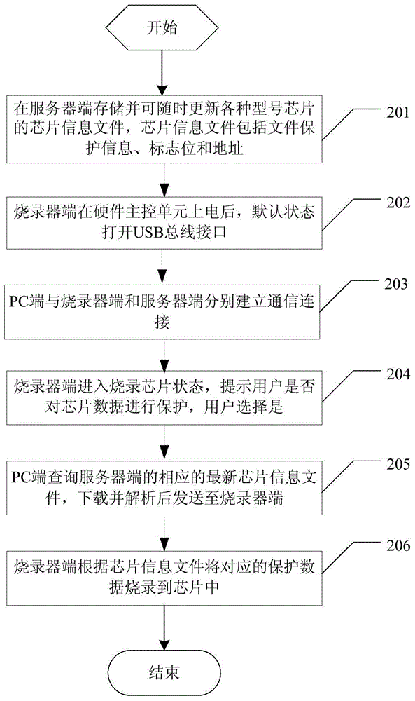 Chip data burning remote protection system and method