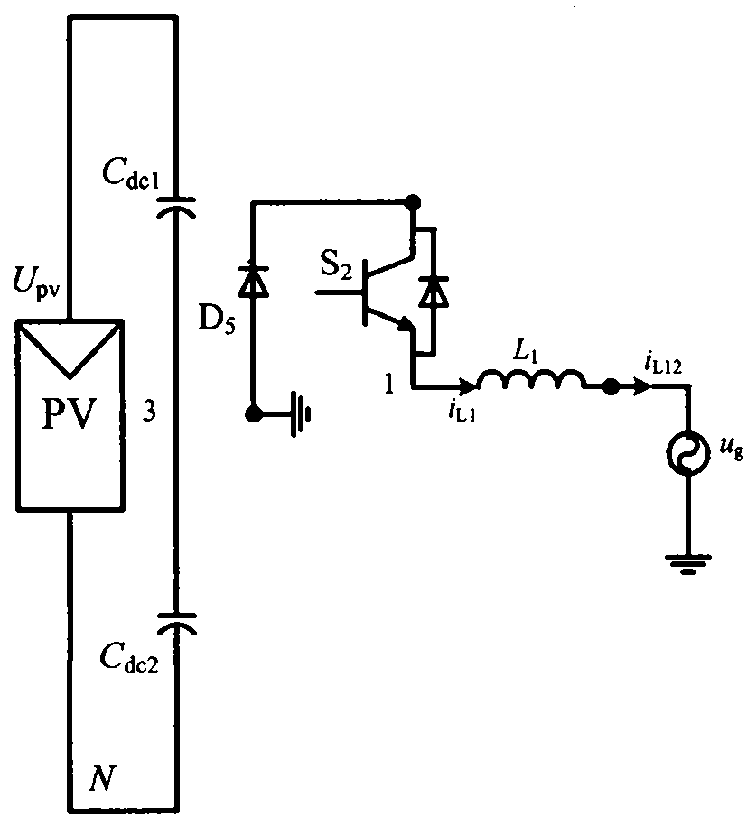 Split induction three-level photovoltaic grid-connected inverter and control method thereof