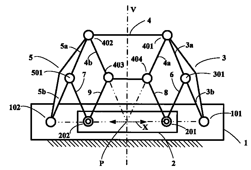 Rectilinear translation planar nine-bar mechanism and method for constructing a rectilinear translation motion mechanism