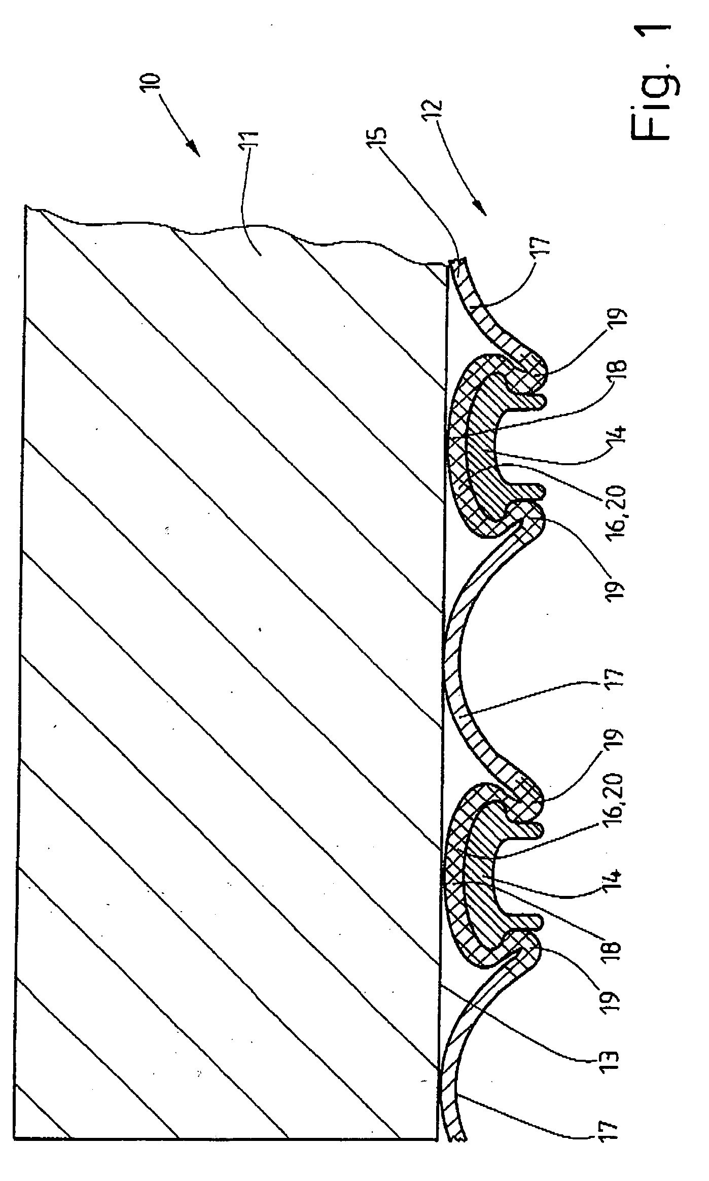 Underlay for the human body and method for producing the same