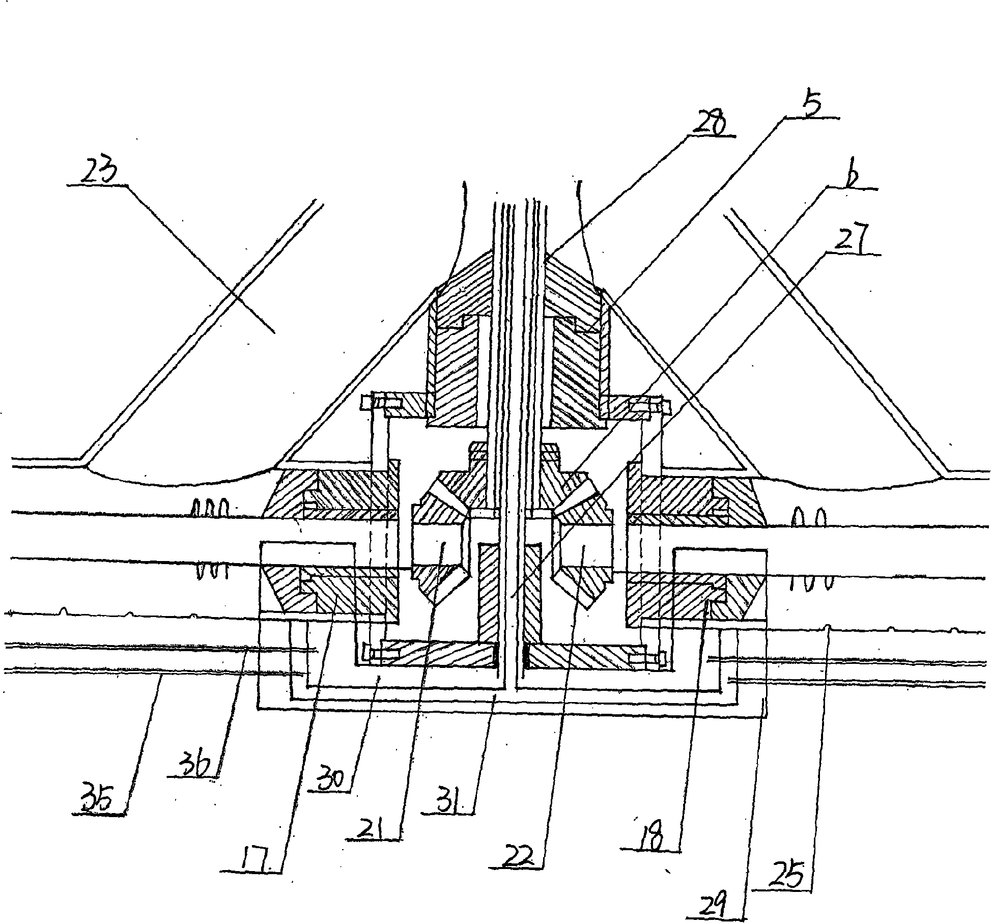 Material-strewing device of all-electric hexagonal glass Melting Furnace
