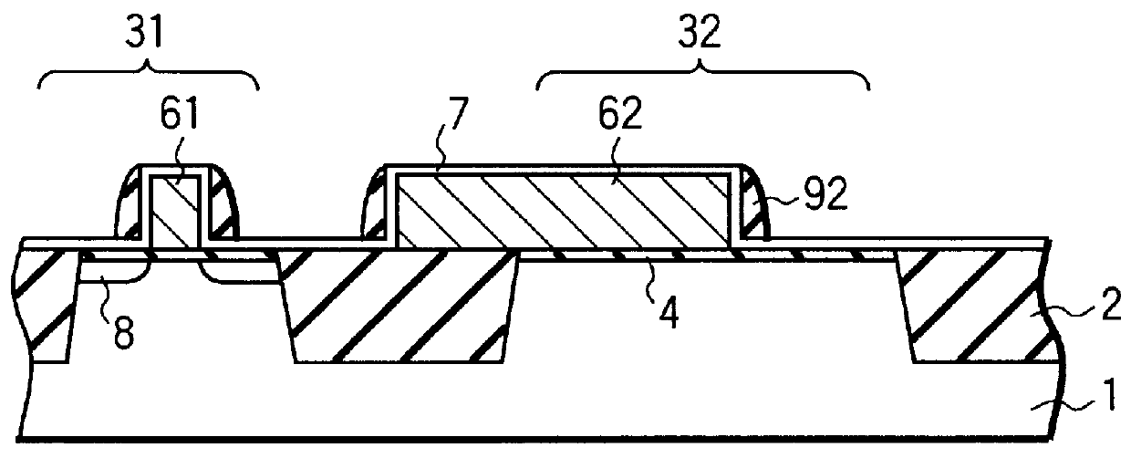 Method of forming a semiconductor device comprising a dummy polysilicon gate electrode short-circuited to a dummy element region in a substrate