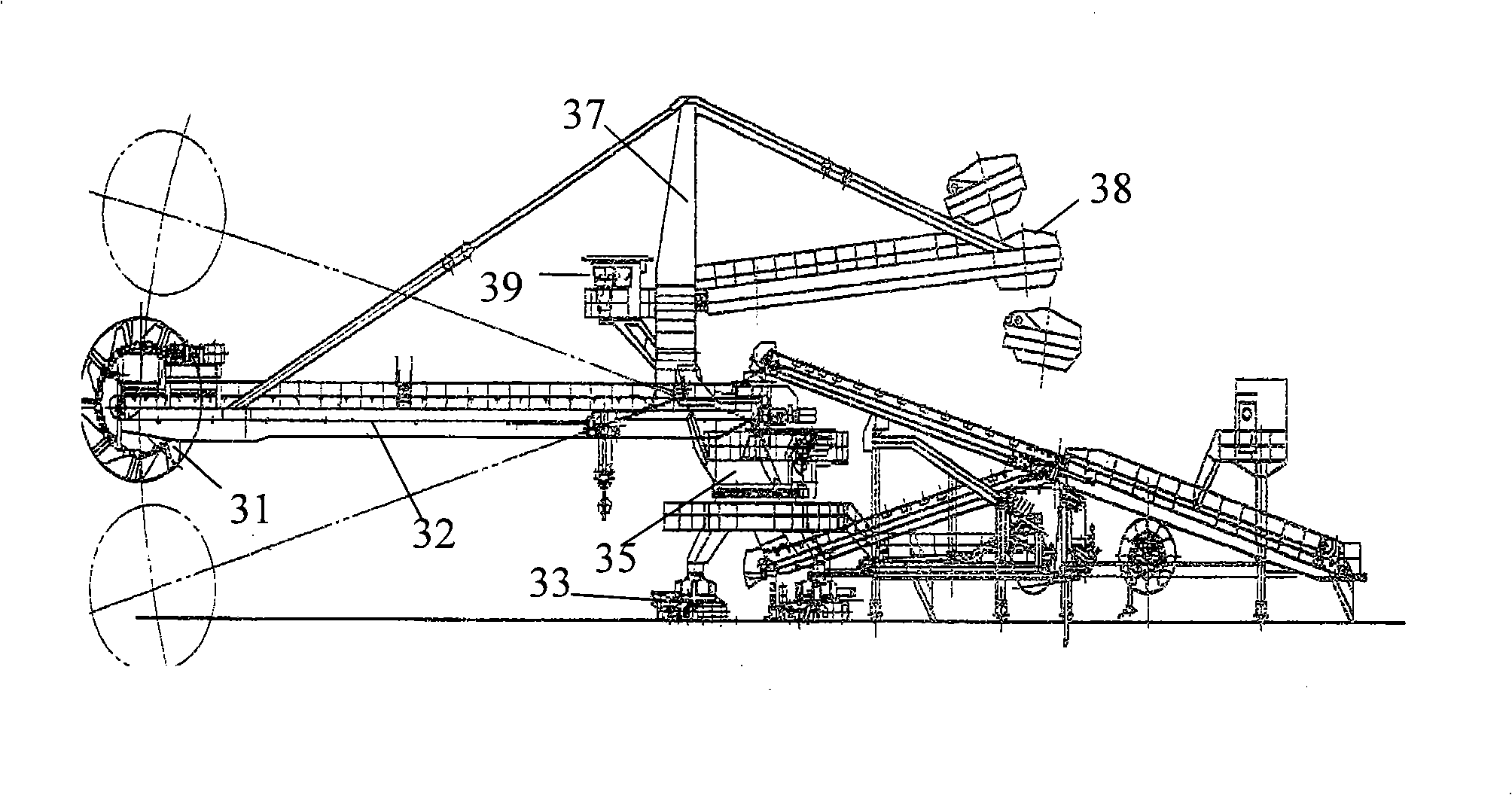 Control method and control device for bucket wheel material fetching machine with material measure and calculate