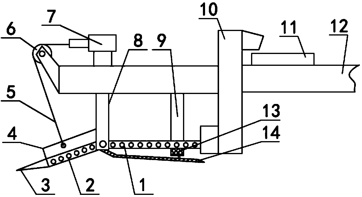 Portable excavating, separating and harvesting device with adjustable buried angle for potato harvester