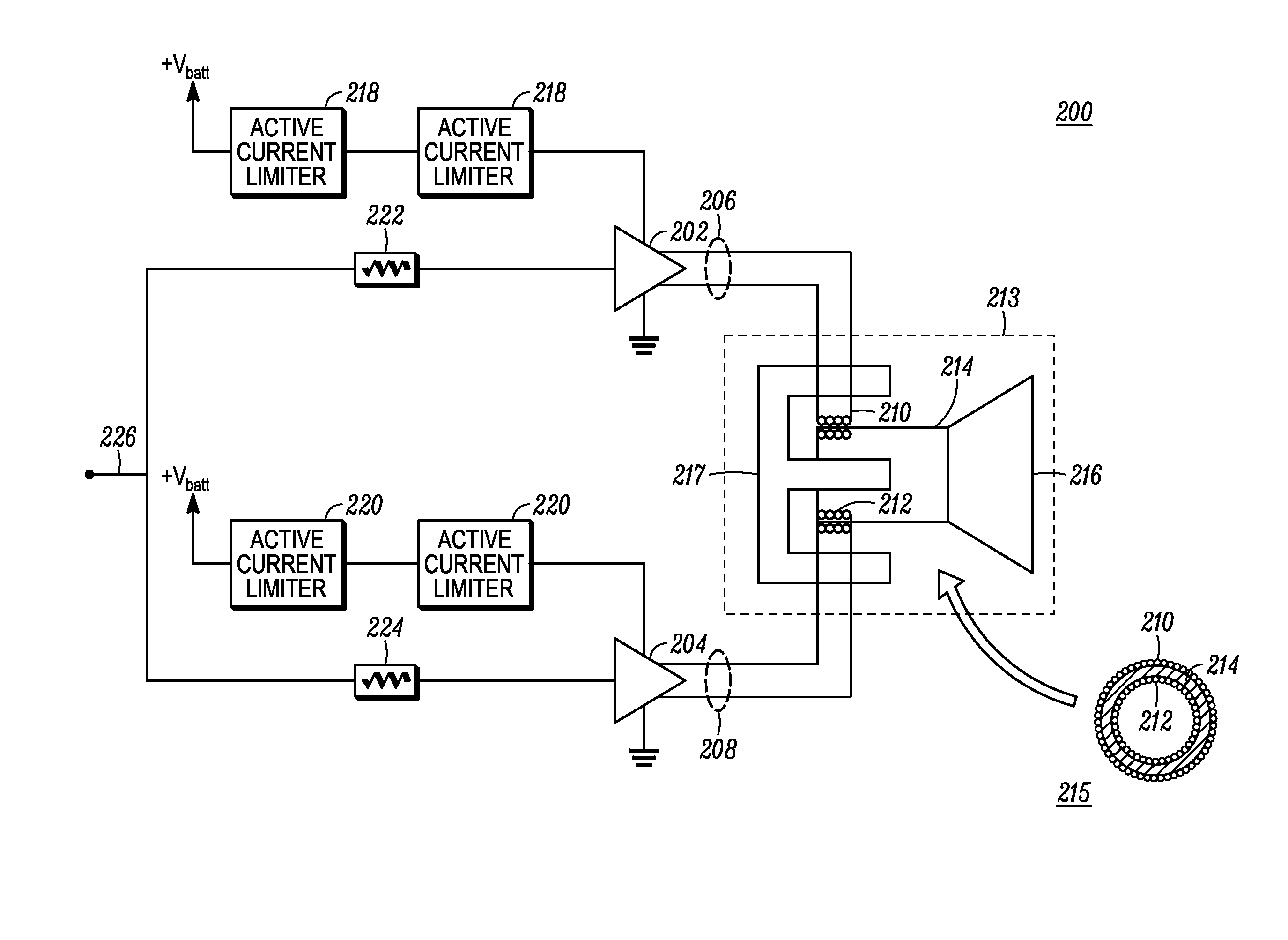 Intrinsically safe audio circuit for a portable two-way radio