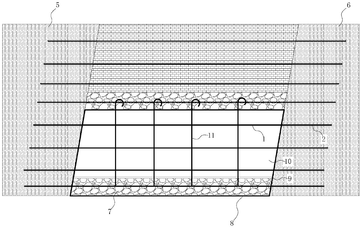 Studding-free method of maintaining stability of filled mat of downward single access