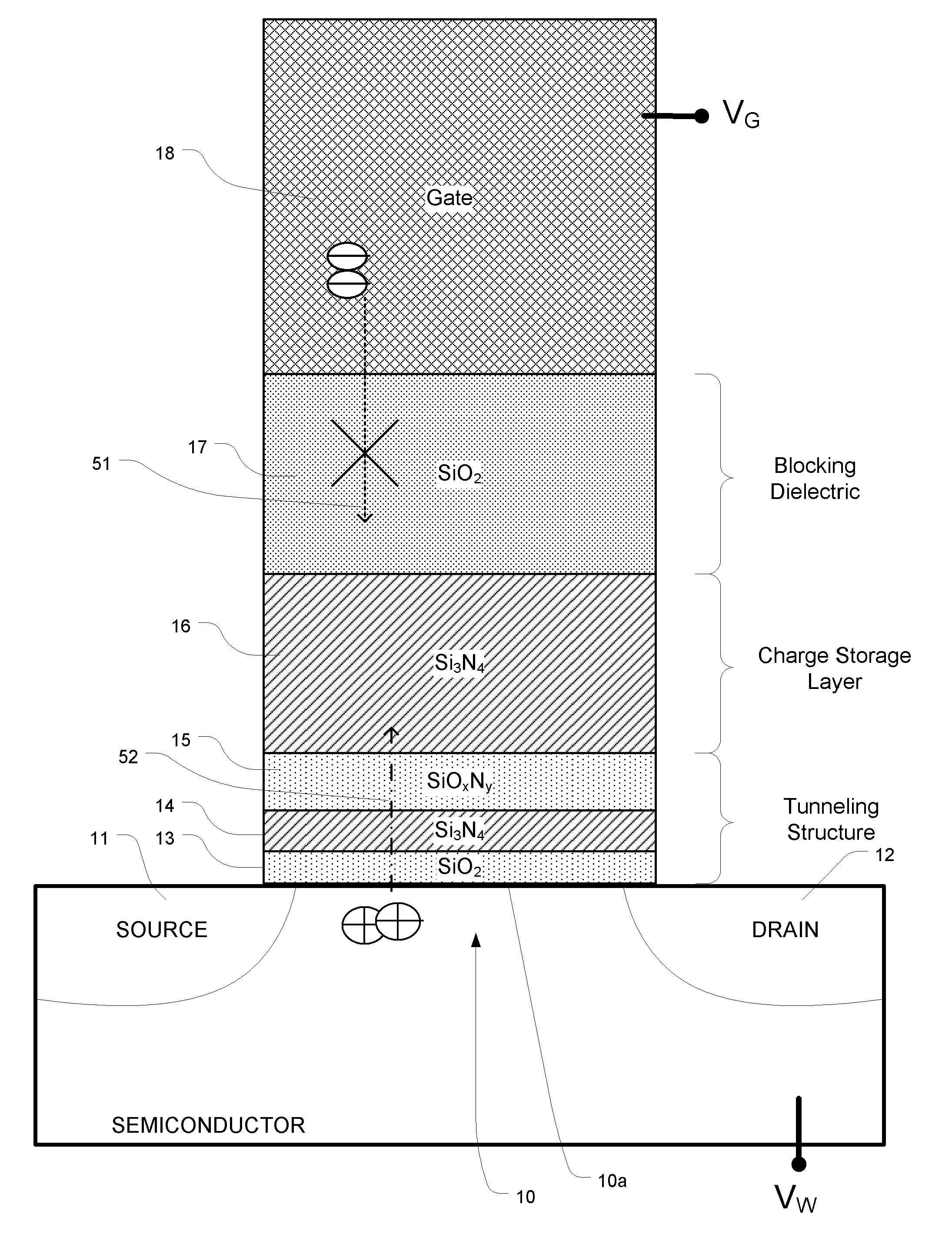 Charge trapping memory cell having bandgap engineered tunneling structure with oxynitride isolation layer