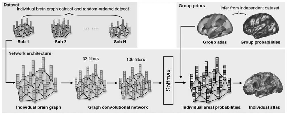 Group brain map individualization method, system and equipment based on individual brain connection map