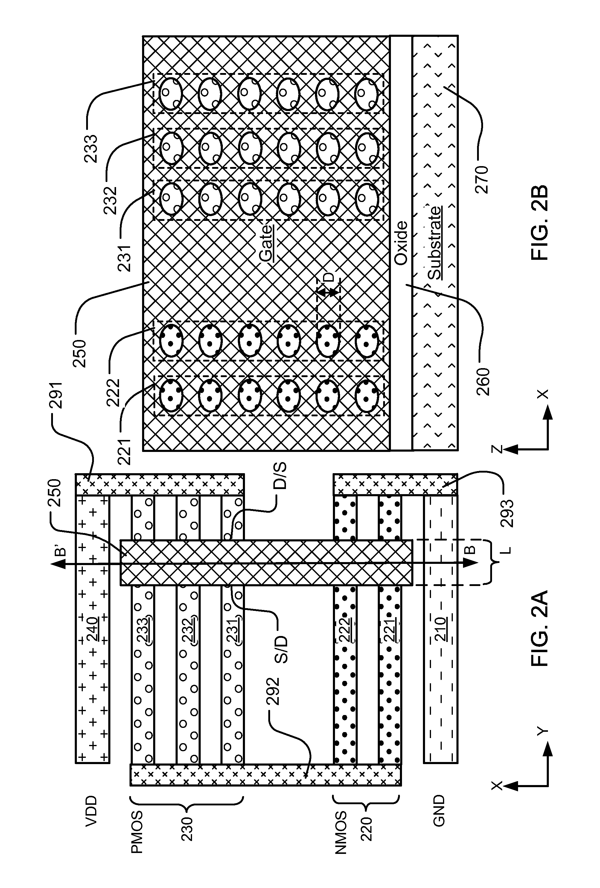 Memory cells having transistors with different numbers of nanowires or 2d material strips