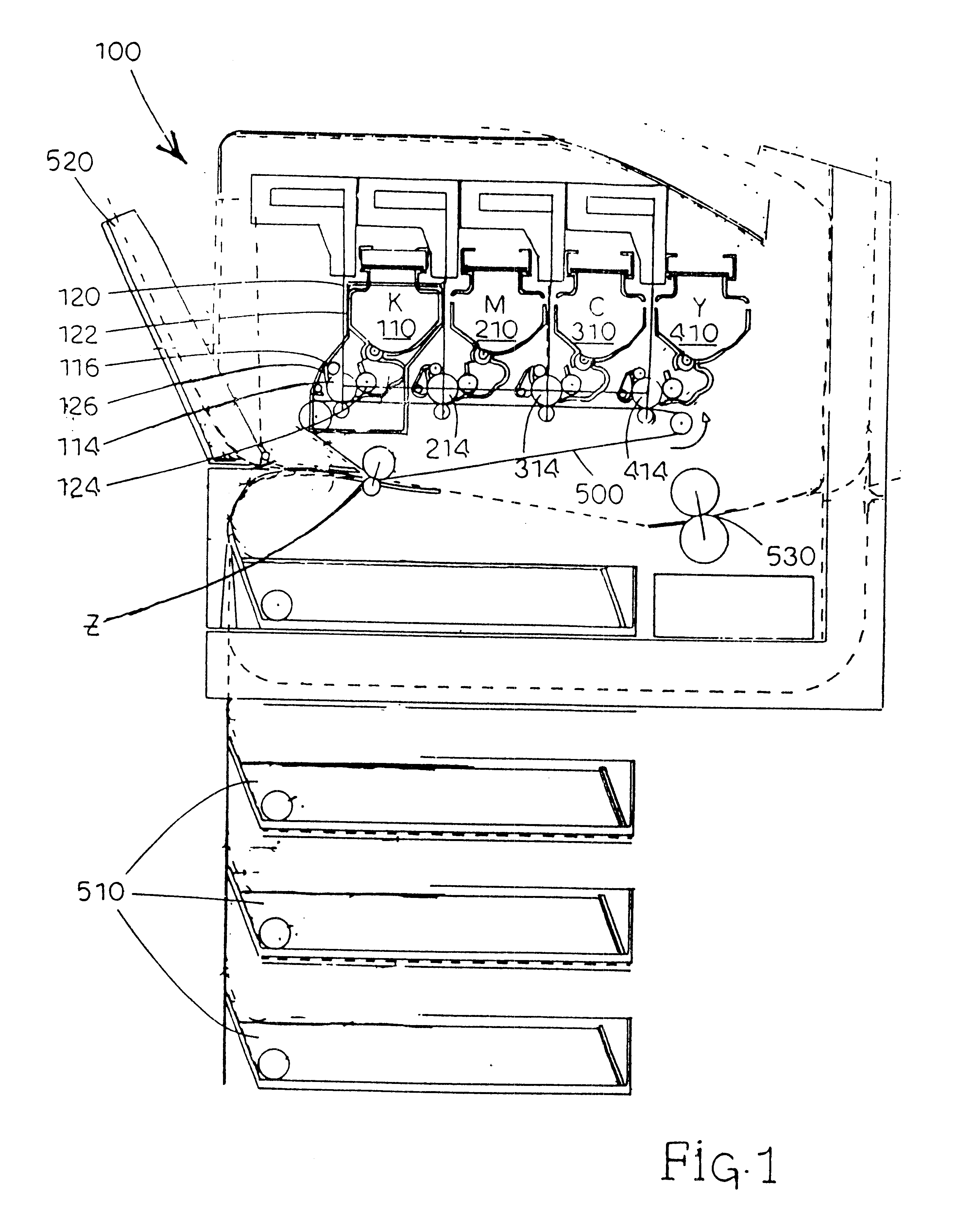 Conveyor and waste toner reservoir for an image-forming apparatus