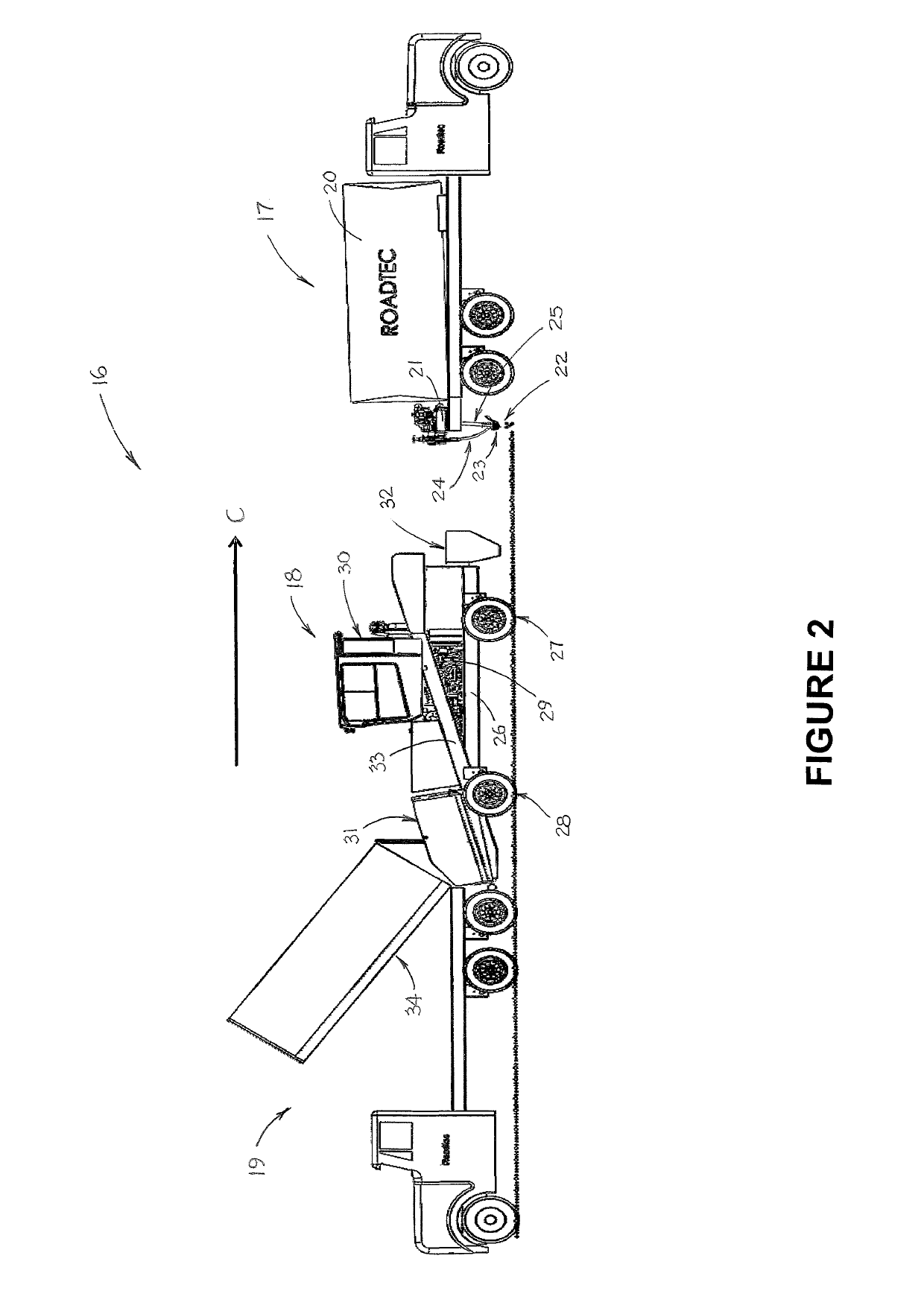 Method and apparatus for spreading chips on roadway using foamed asphalt cement