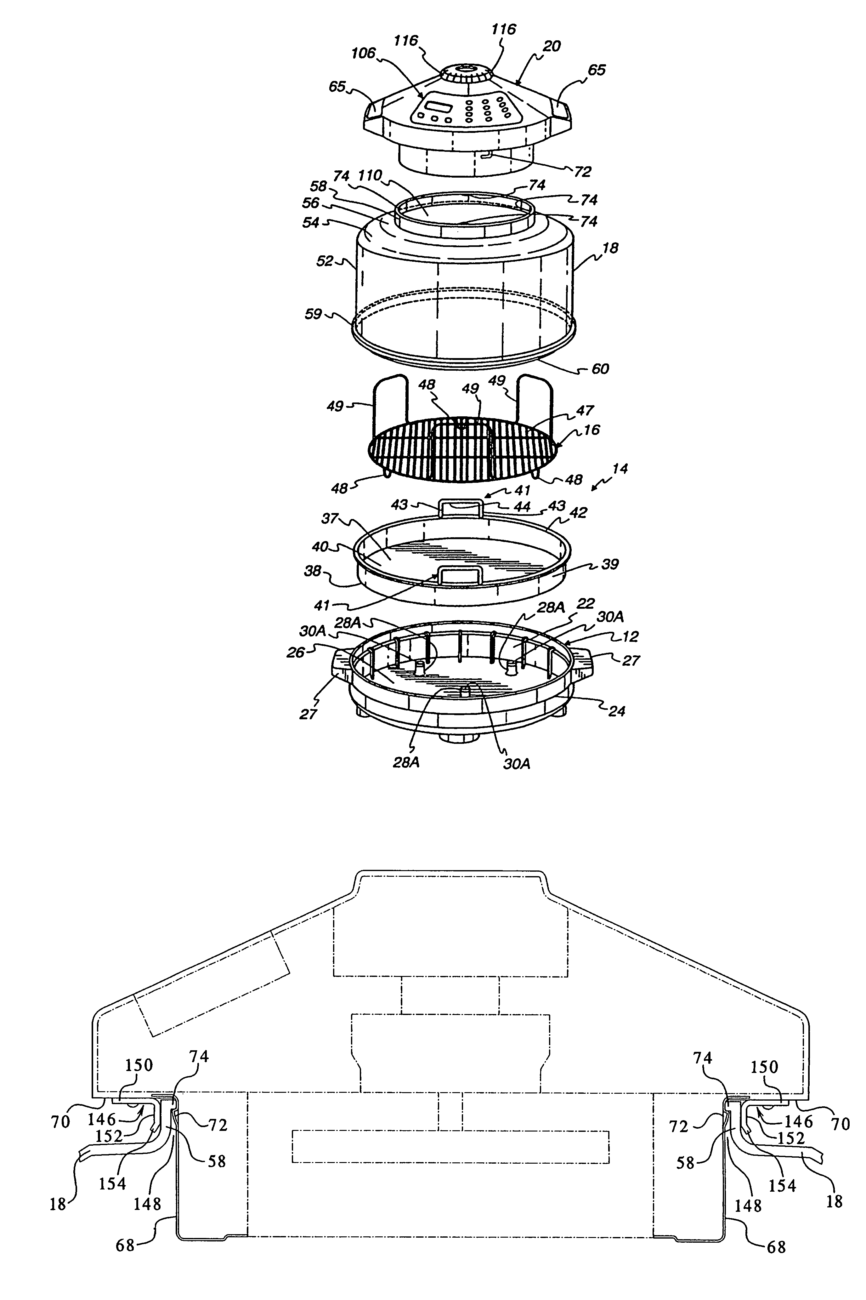 Method and apparatus for securing a power head on an electric cooker