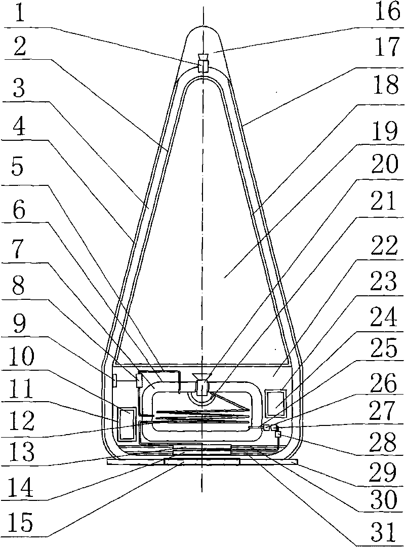Self-pressurization type space low-infrared radiation cold-shield system device