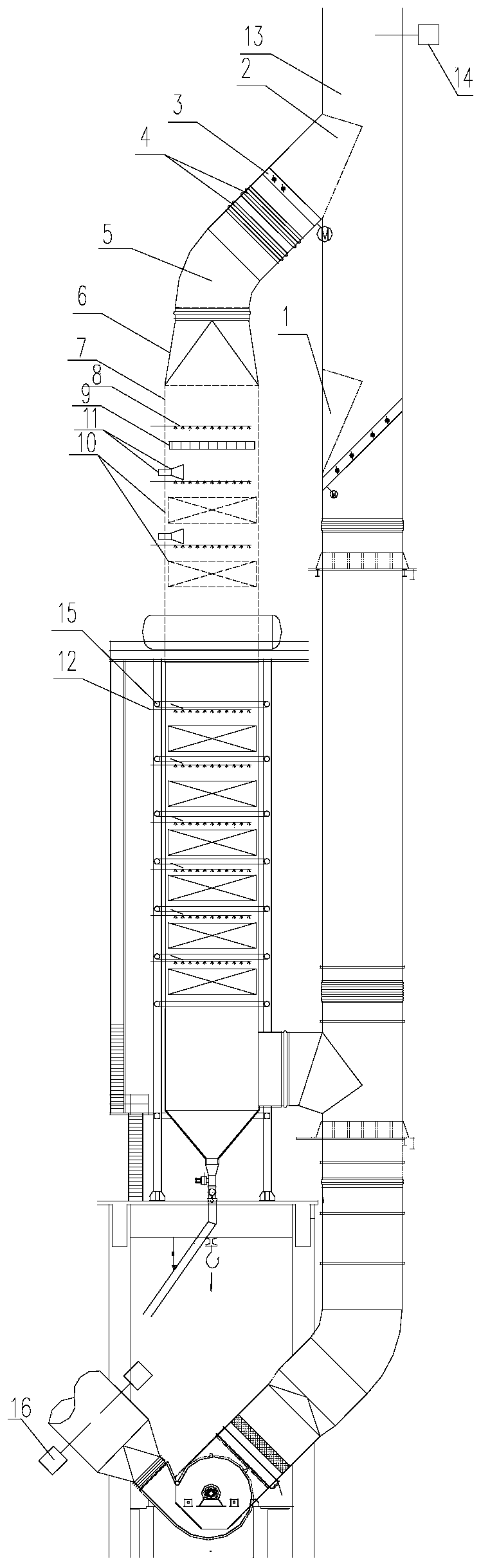 Embedded SCR flue gas denitration reactor and method in waste heat boiler for cement kiln flue gas denitration