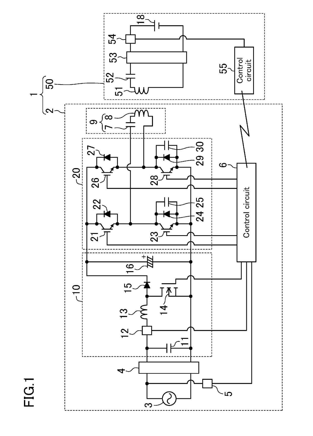 Power feed device of inductive charging device