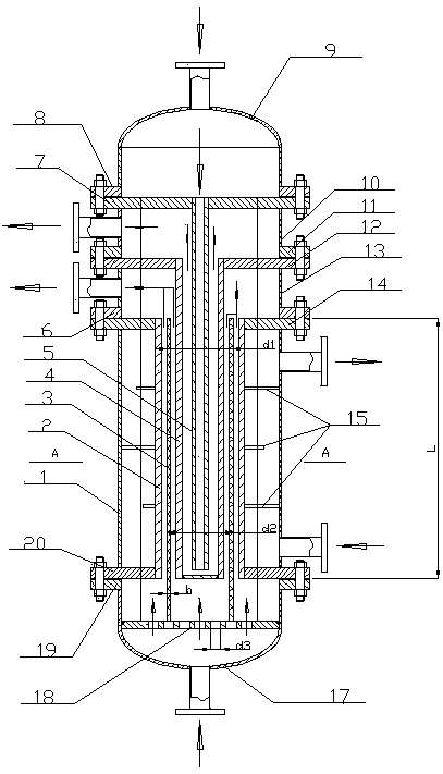 Tubular type annular channel double-sided heat-exchange large-flux microchannel fixed bed reactor