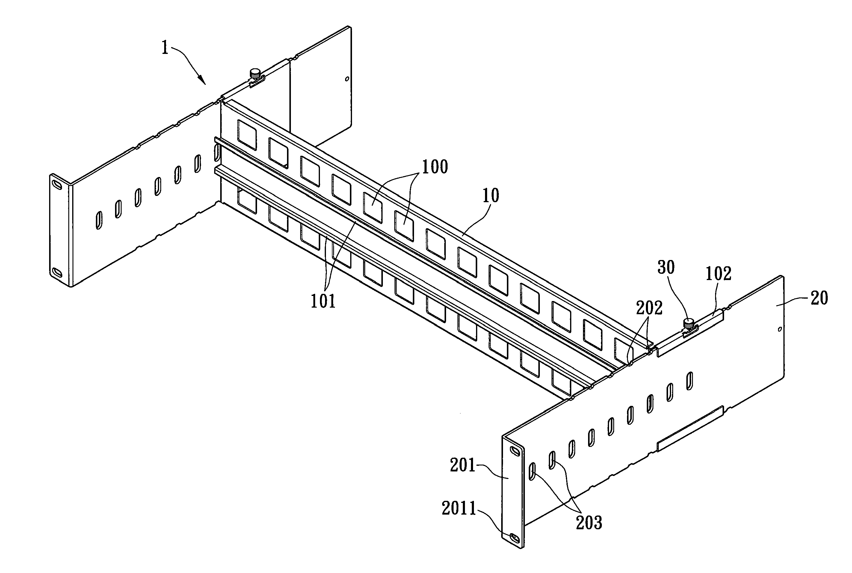 Adjustable housing frame with industrial rails for adjusting the depth of communication apparatus within a housing cabinet