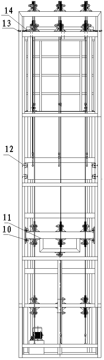 Straight jacking type freight lifting platform