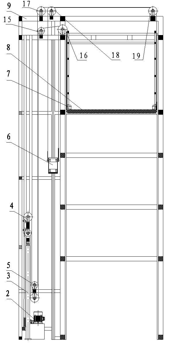 Straight jacking type freight lifting platform