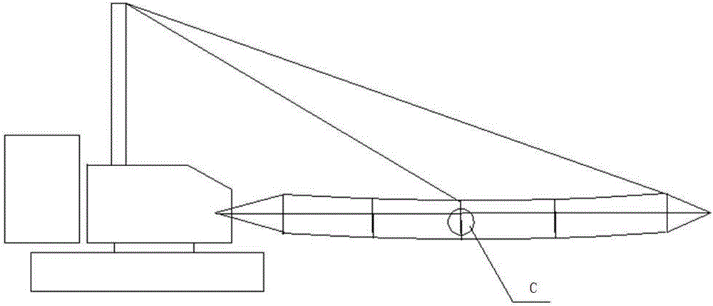 Method and device for measuring downward deflection of middle section of crane jib online in real time