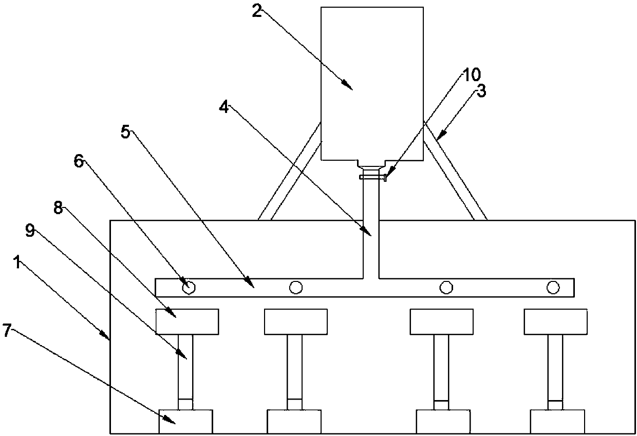 Powder spraying device provided with rotating storing tables for ceramic production