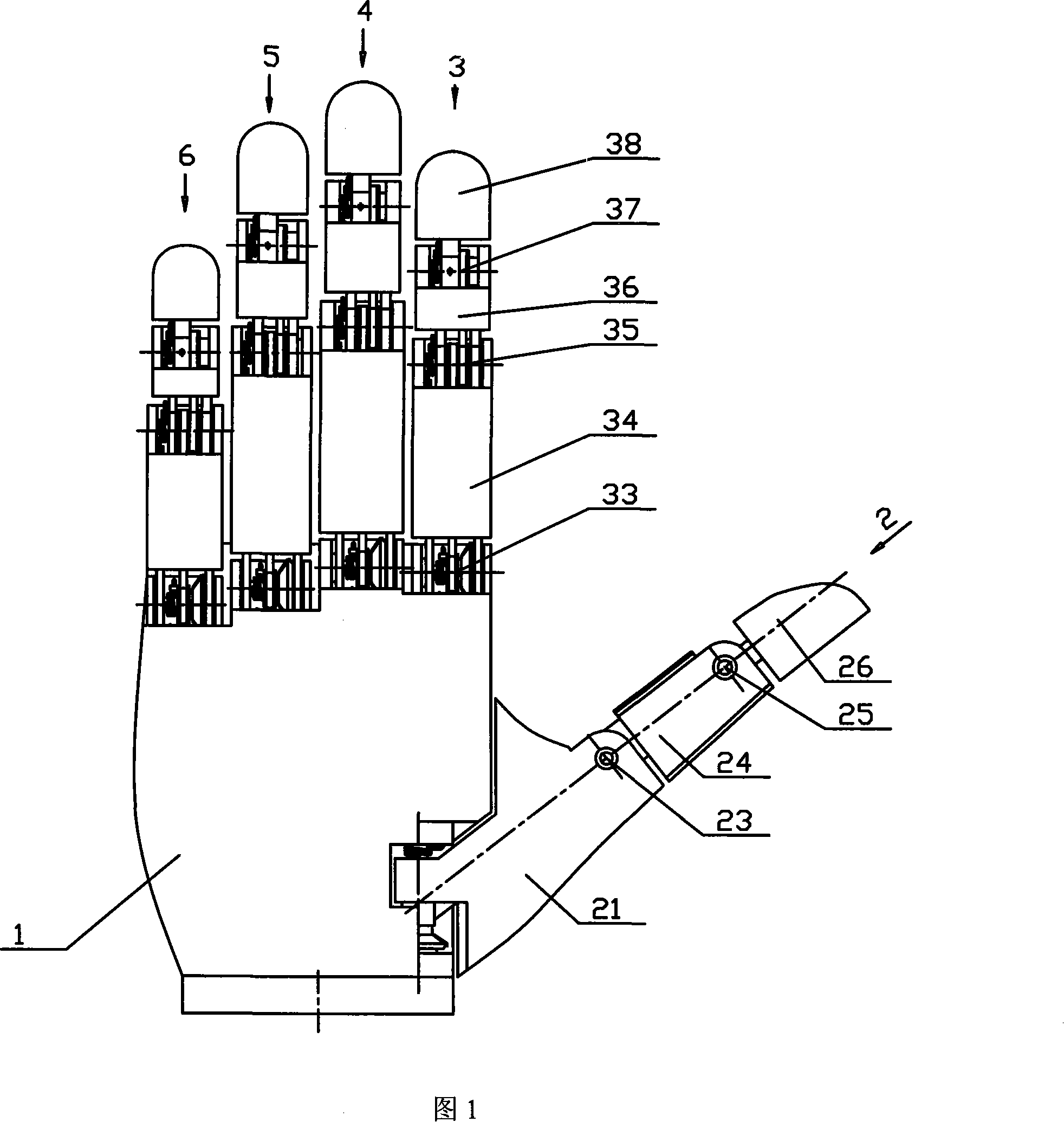 Belt wheel changing to holding power under-driven modularization anthropomorphic robot multi-finger hand device