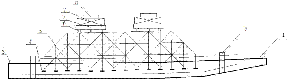 Floating tugboat used for steel beam installation, and system and method for bridge erection