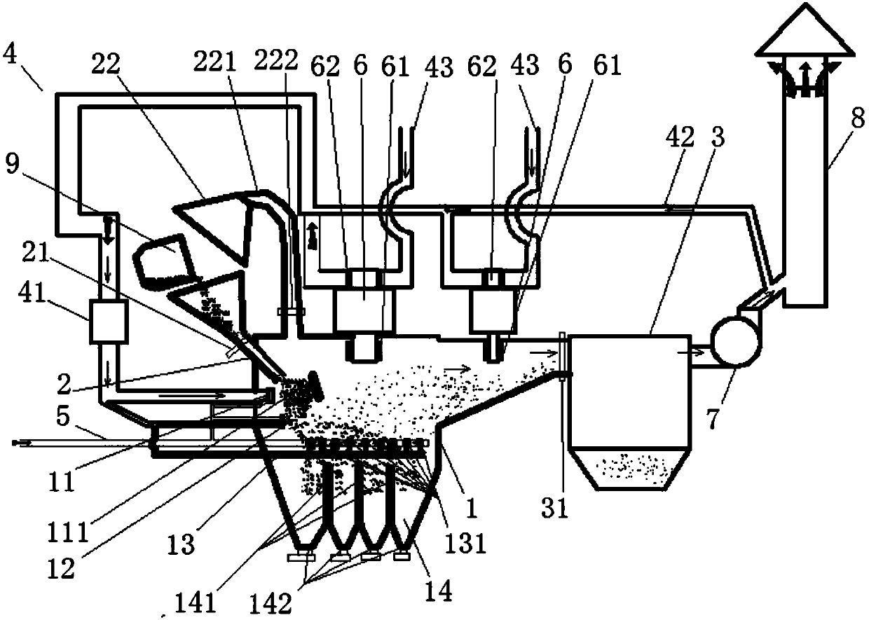 Mixed aerial fog steel slag treatment device