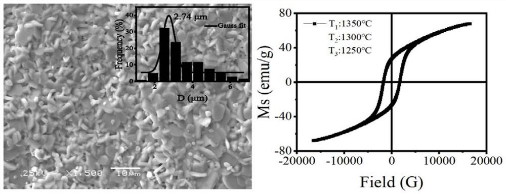 Preparation method for preparing compact small-grain BaFe12O19 ferrite ceramic by three-step sintering method