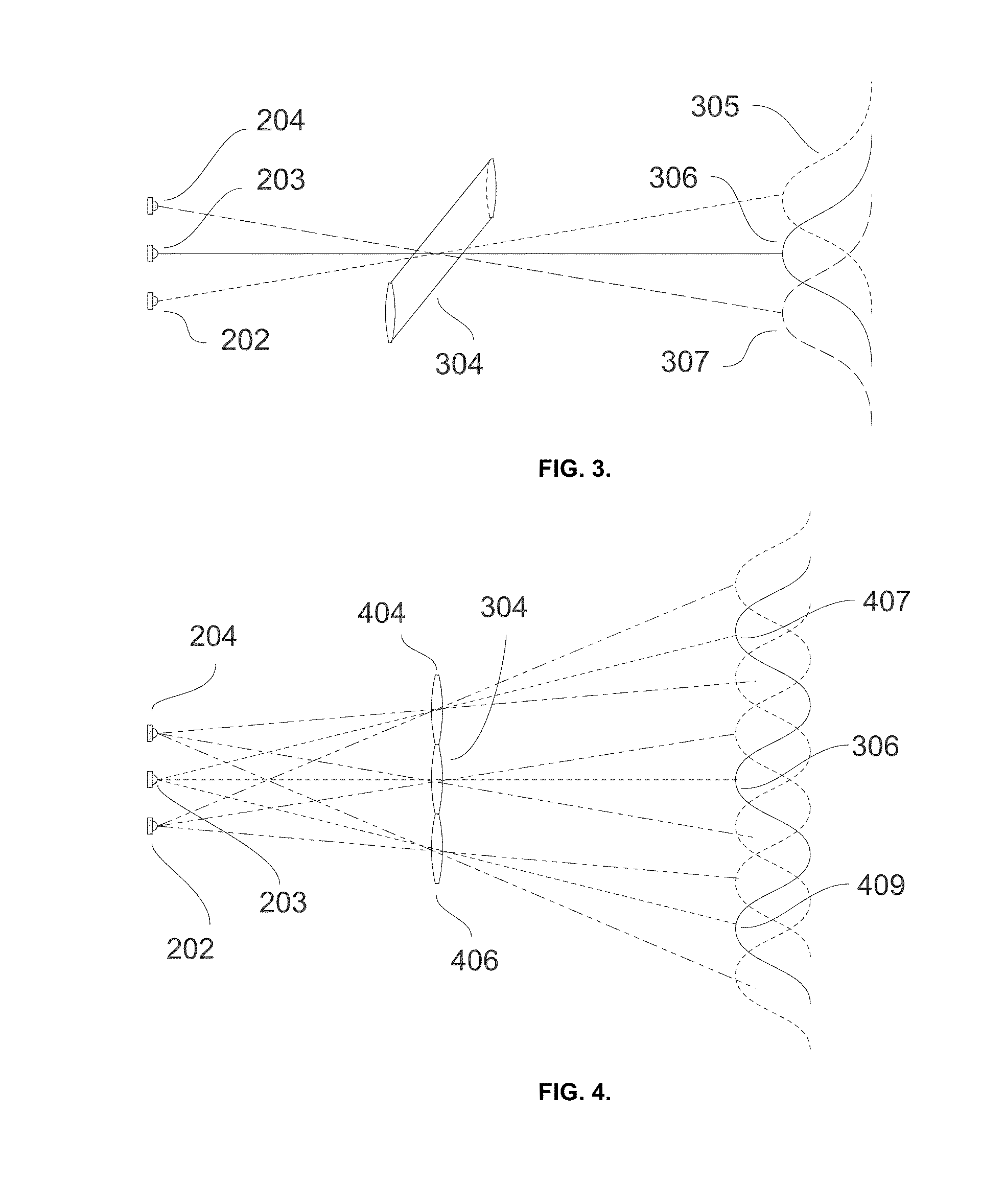 Structured light 3D scanner with refractive non-absorbing pattern forming element