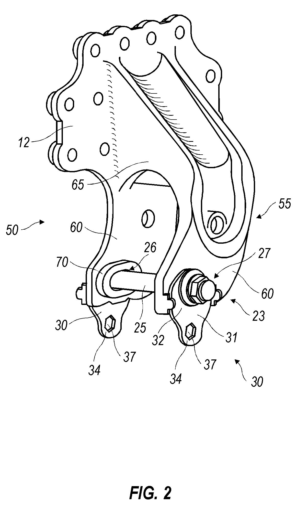 Adjustment arrangement in a suspension hanger assembly