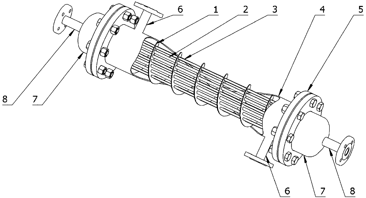 Continuous spiral baffle plate shell-and-tube heat exchanger