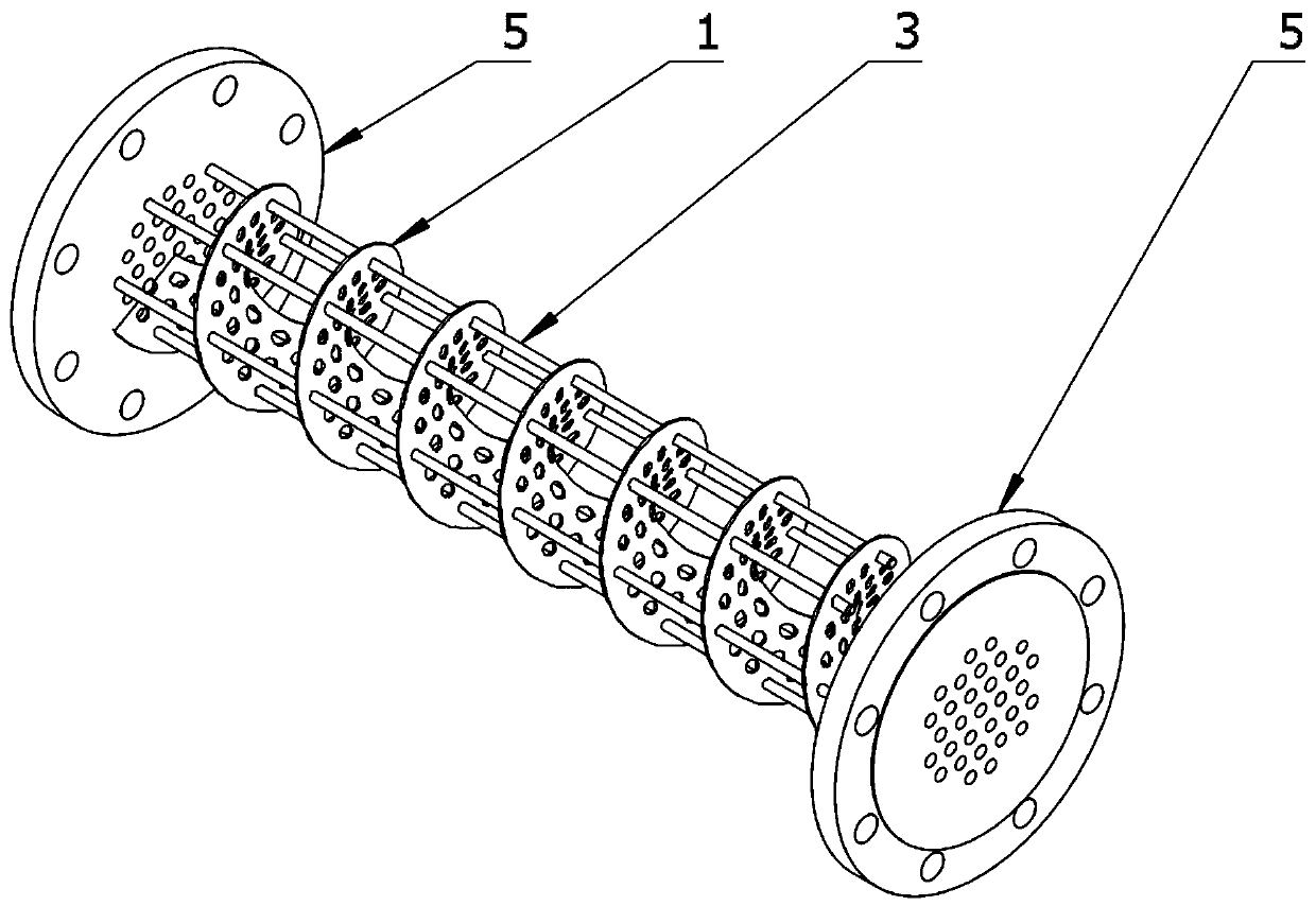 Continuous spiral baffle plate shell-and-tube heat exchanger