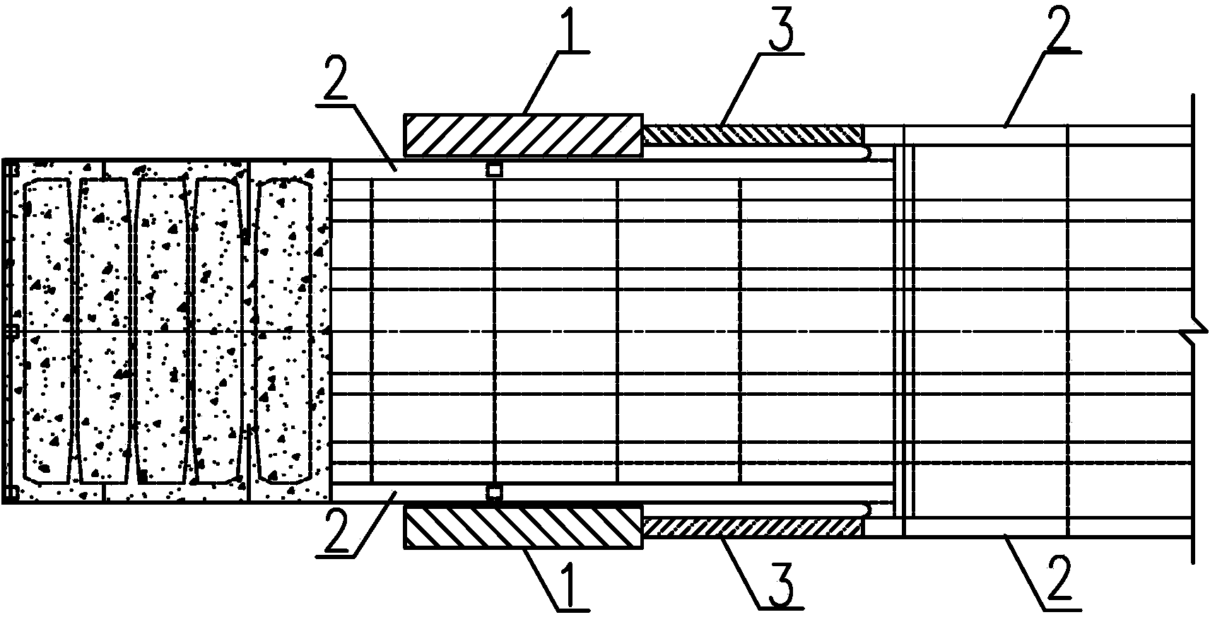 A tie-bar arch bridge with partial rigid connection between the arch beams