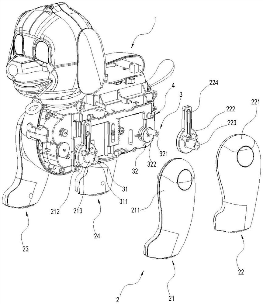 A bionic quadruped animal toy with somatosensory remote control turning