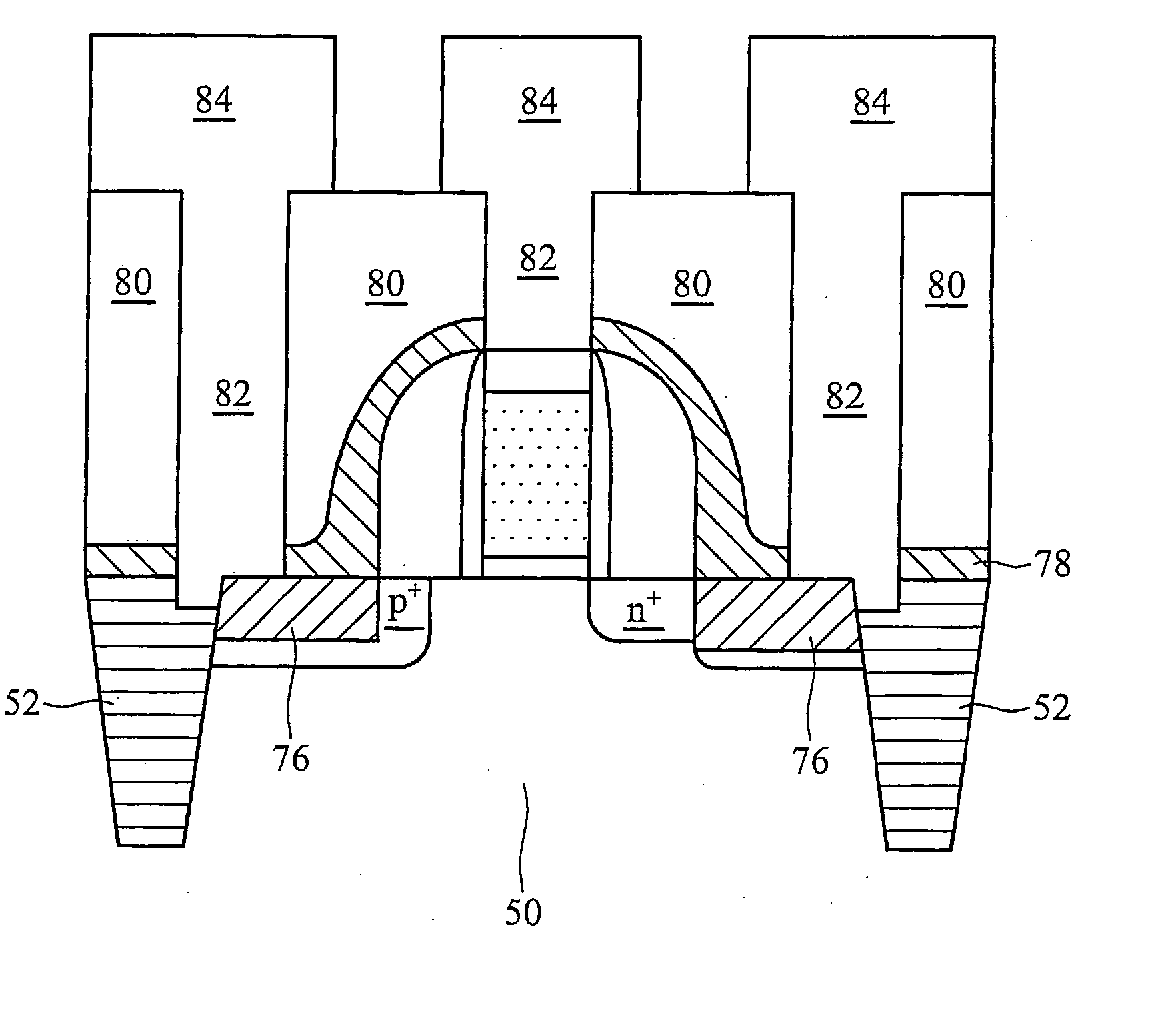 Self-aligned gated p-i-n diode for ultra-fast switching