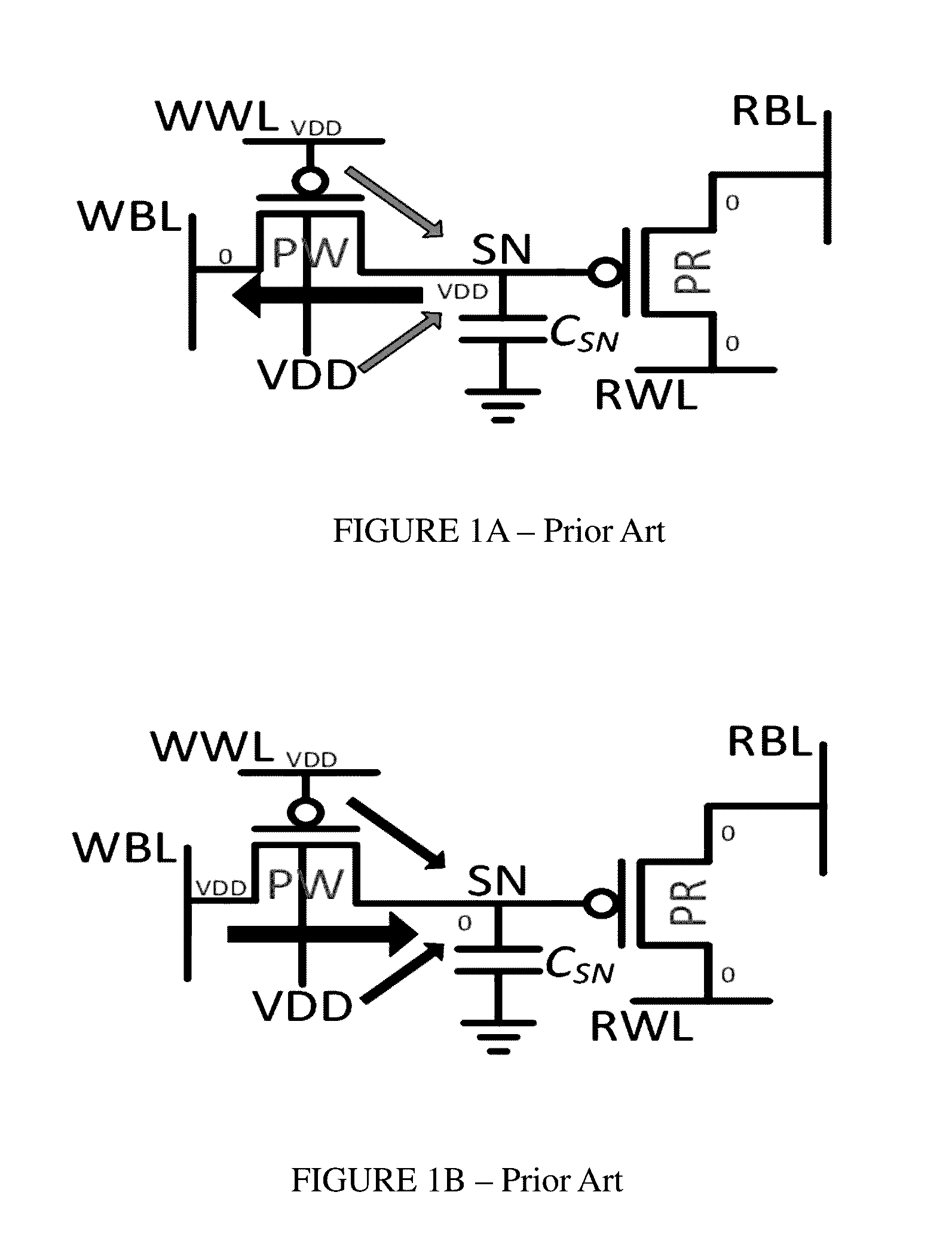 Transistor gain cell with feedback