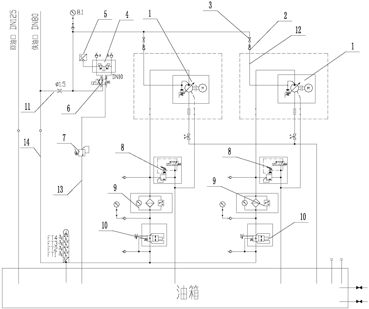 Novel centralized remote pressure control loop with DRG hydraulic pumps in parallel connection