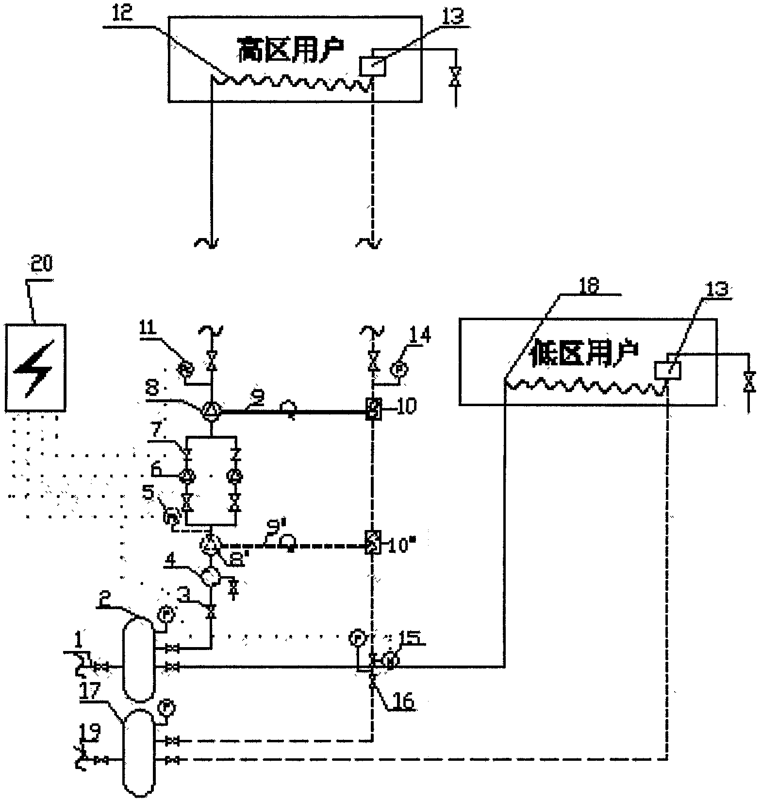 High-low-area direct-coupled unit of energy-saving pressure-reducing substitutable-type turbine pump