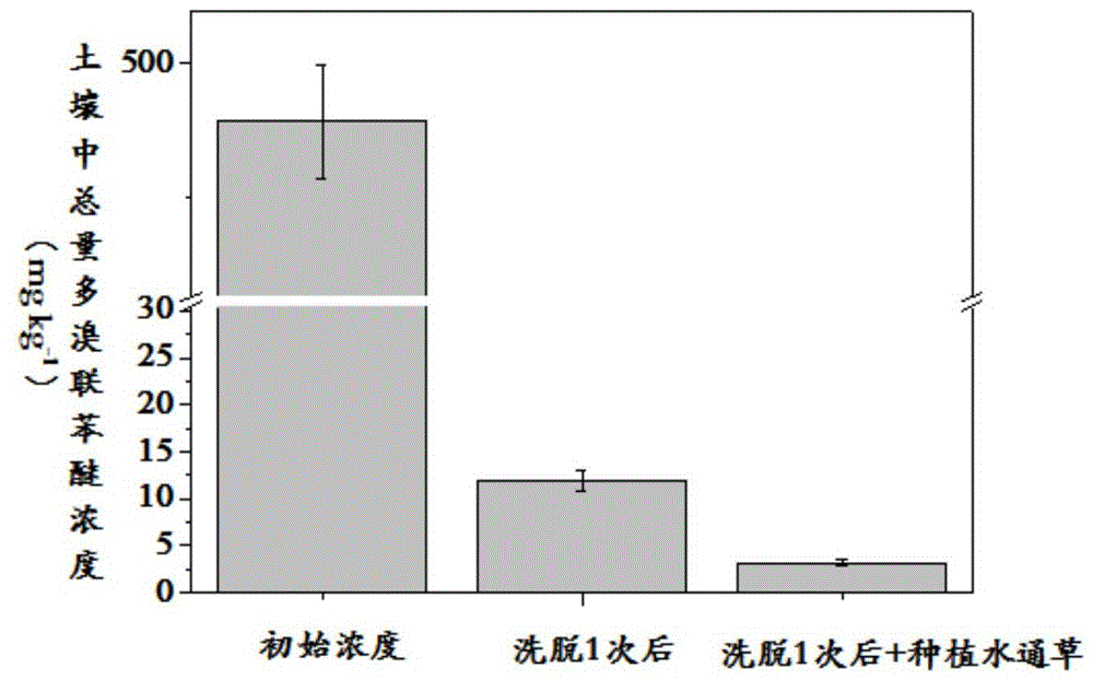 Combined chemical elution-phytoremediation method of polybrominated diphenyl ethers and heavy metals in composite contaminated soil