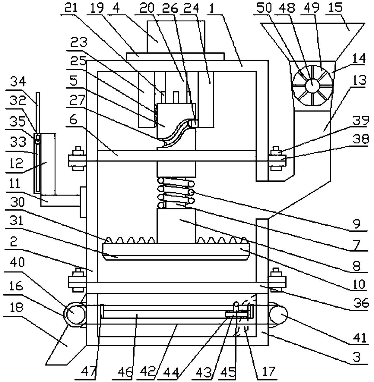 Material twisting and squeezing crushing mechanical device