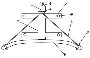 Crossbow-method-based pre-bending laminated wood-concrete composite beam construction equipment