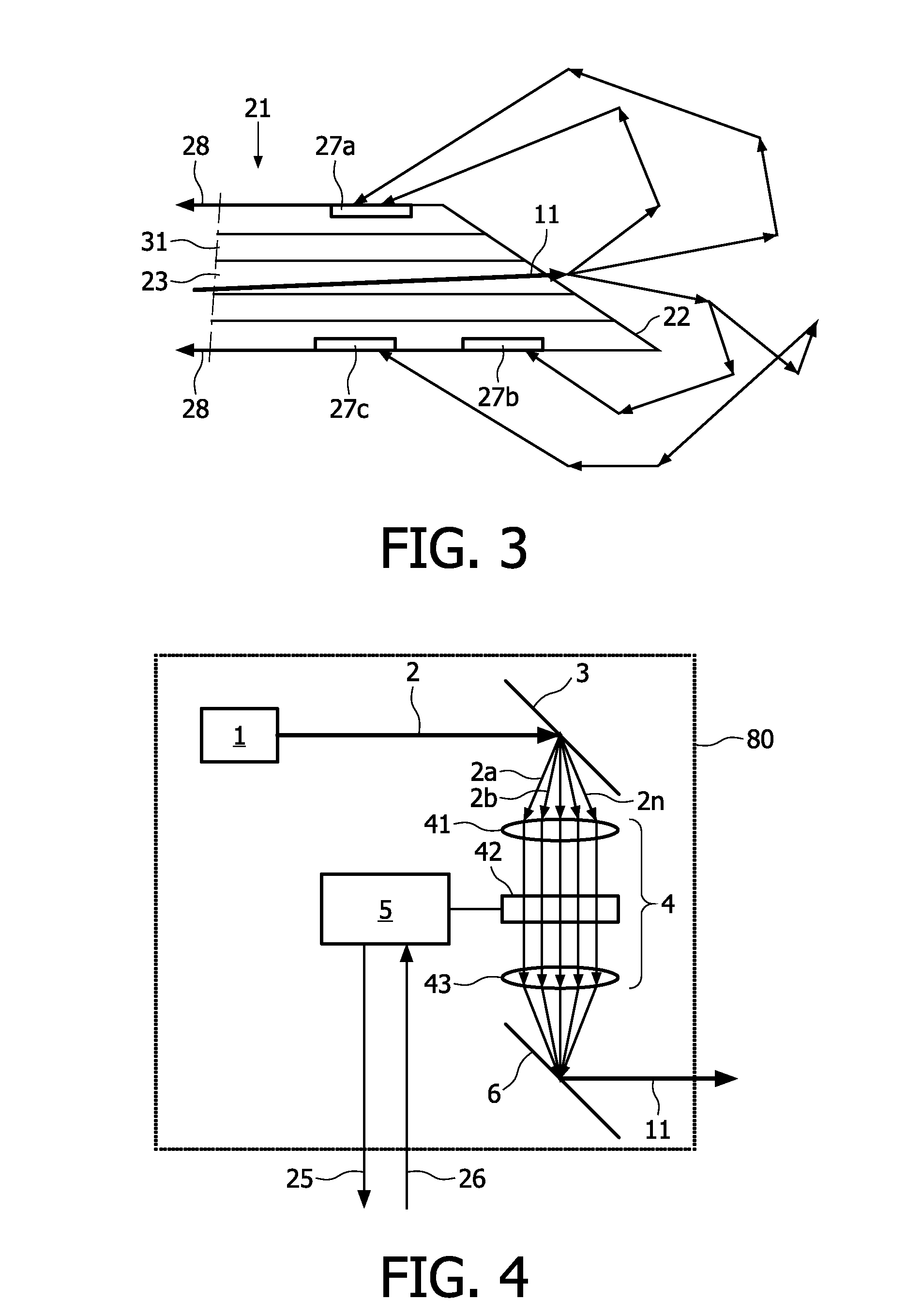 Optical examination device adapted to be at least partially inserted into a turbid medium