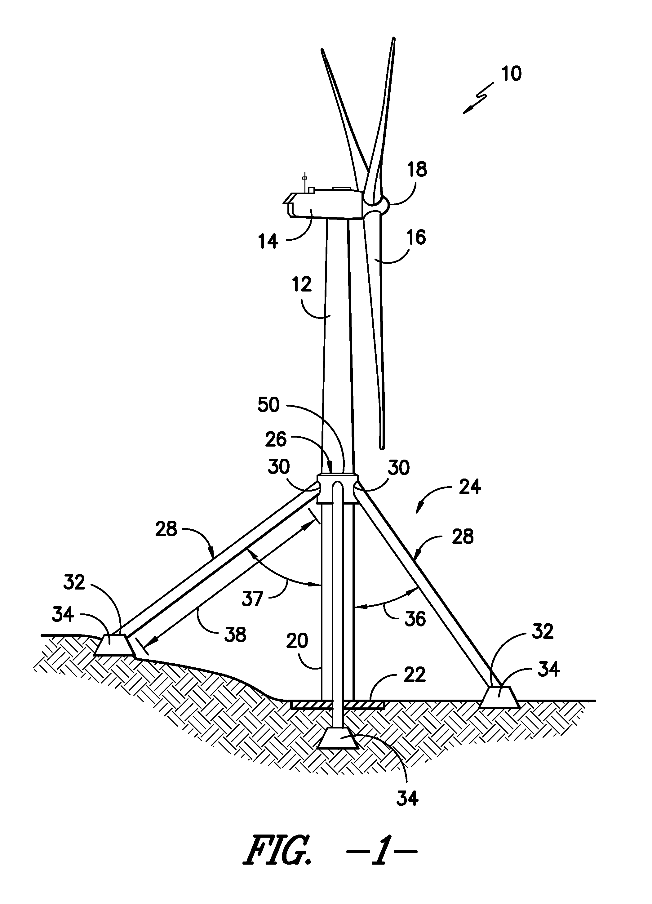 Onshore wind turbine with tower support system