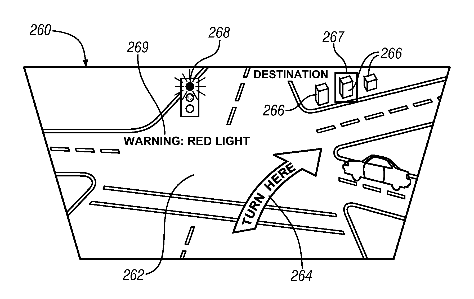 Point of interest location marking on full windshield head-up display