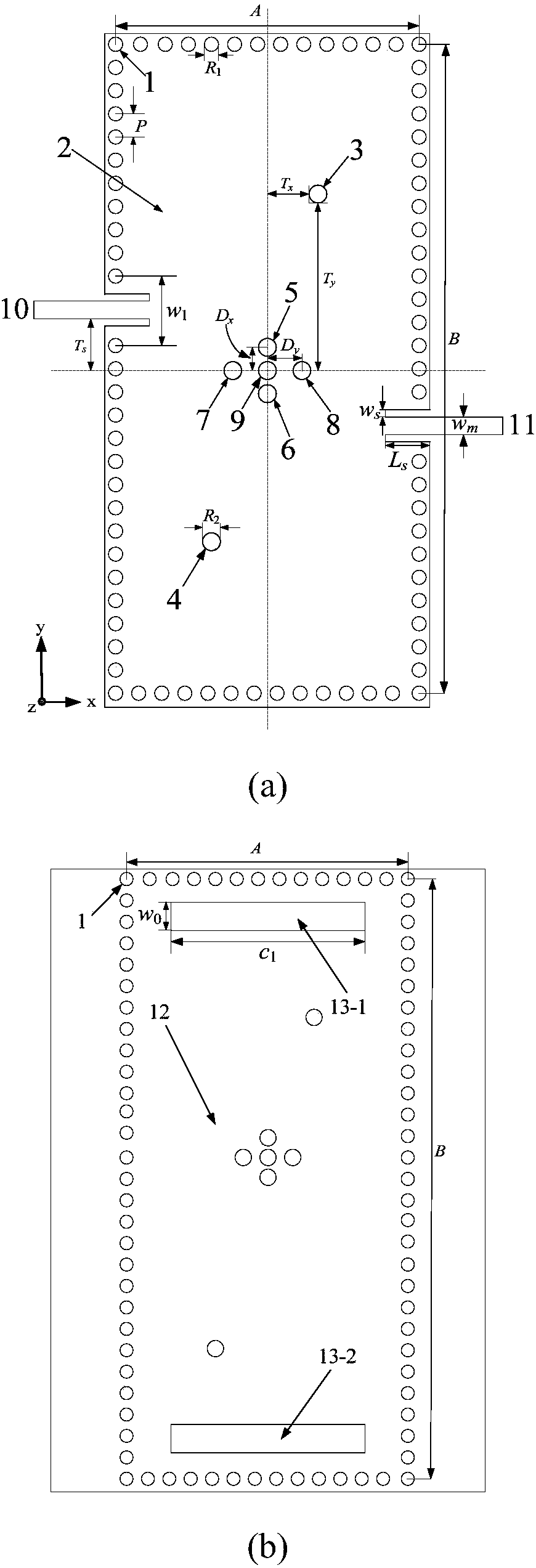 Three-band filter based on SIW structure