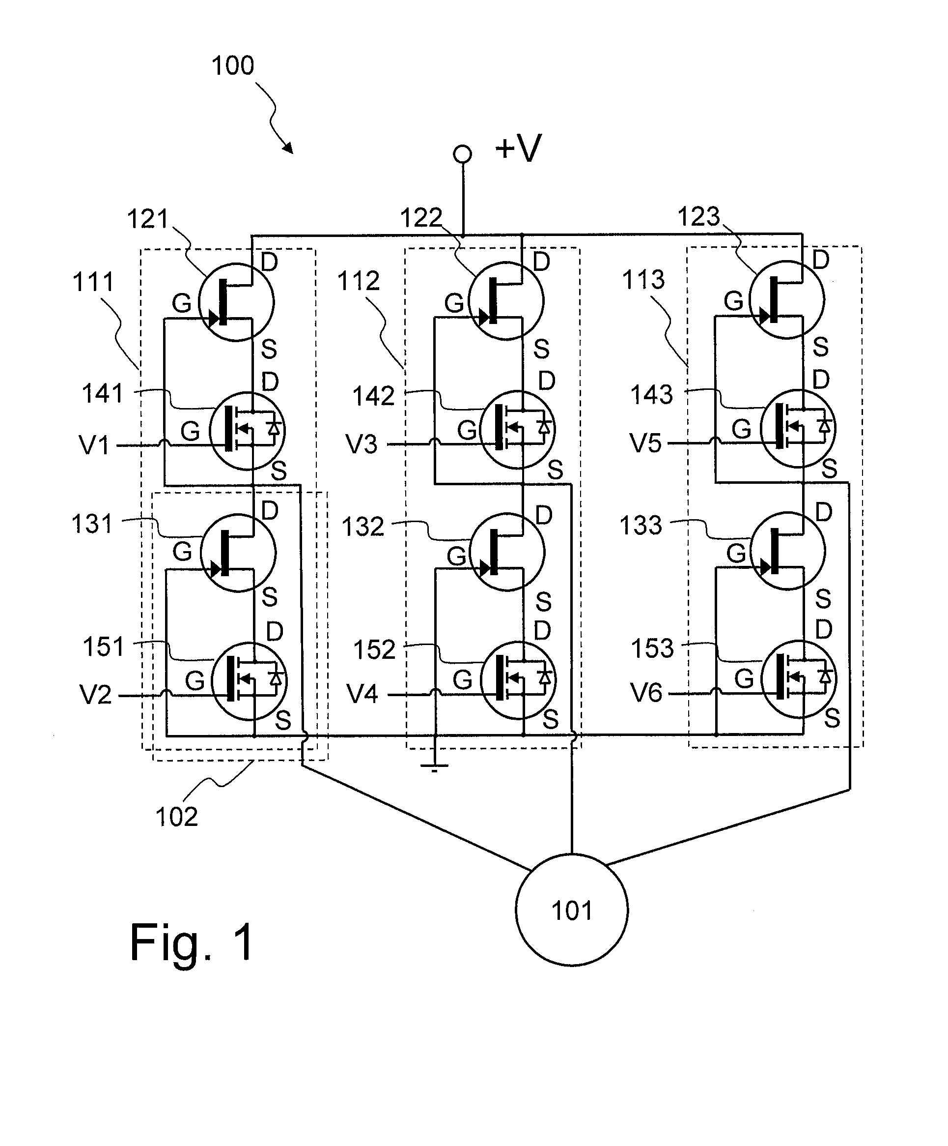 Three-phase inverter for driving an electric motor