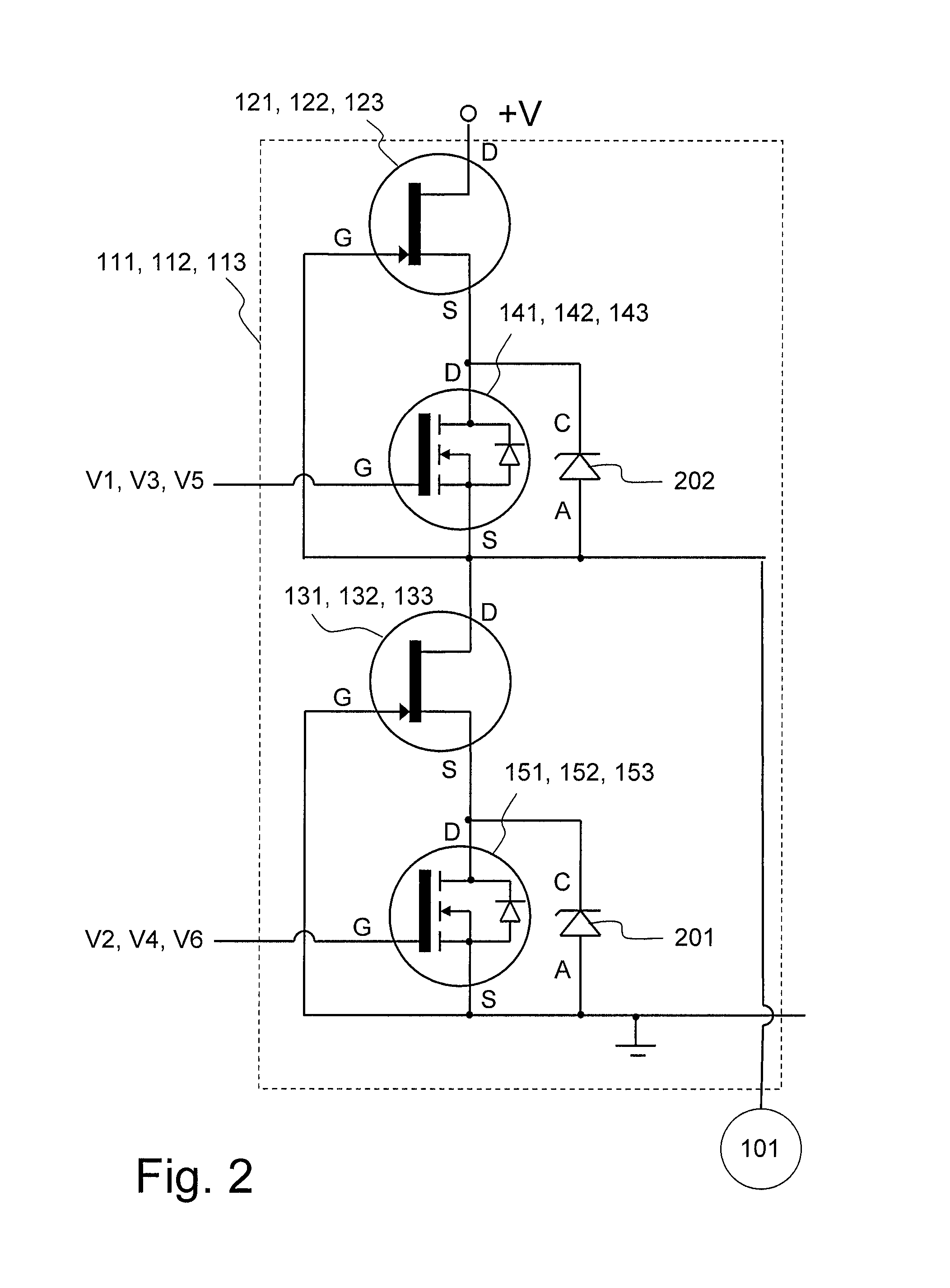 Three-phase inverter for driving an electric motor